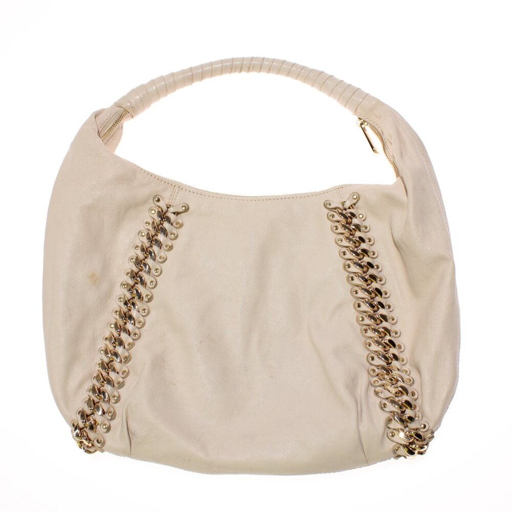 Michael Kors Shoulder Bag / Purse in Cream Leather w/ Gold Accents and Hardware
